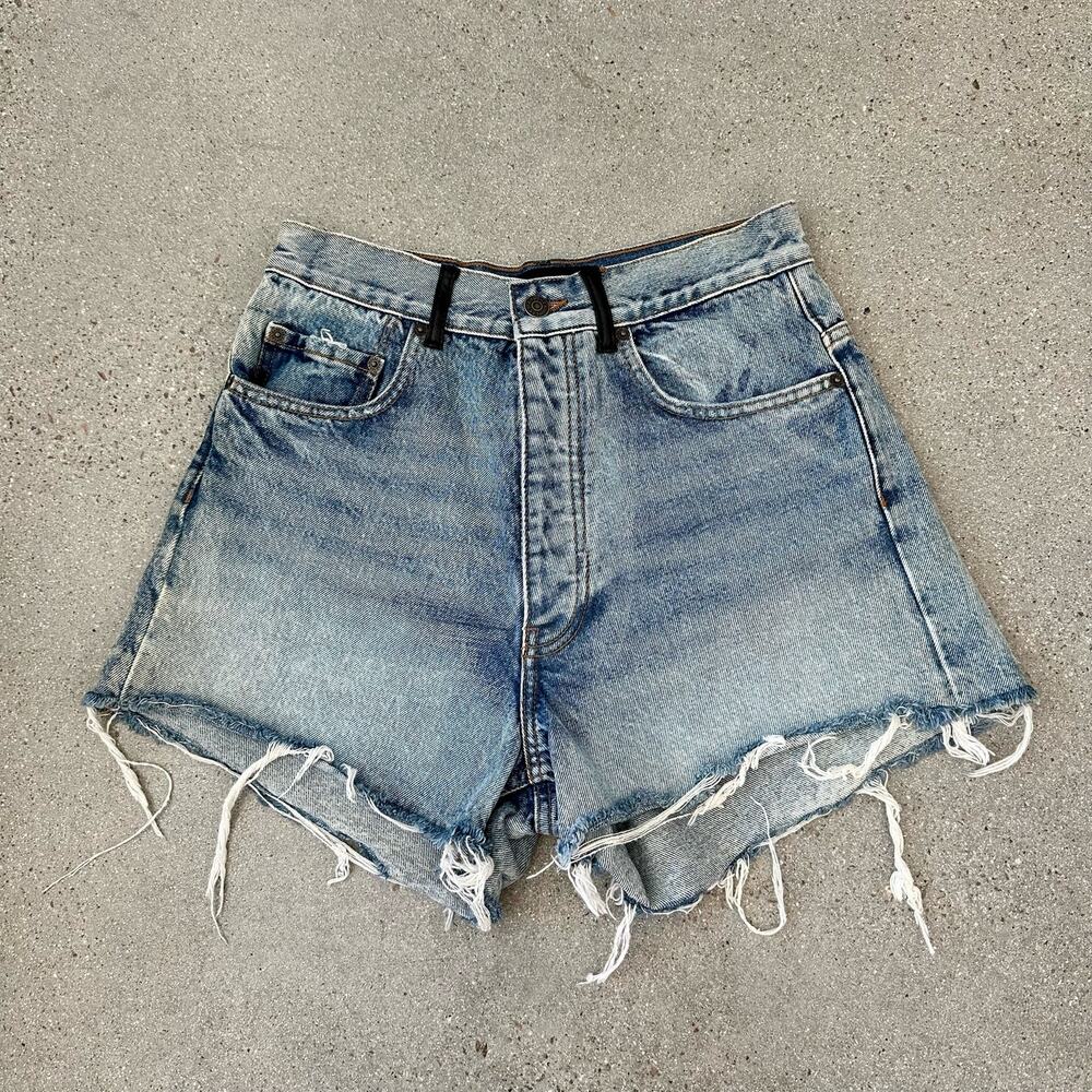 The Kooples Ripped Denim Shorts w/ Black Belt Loops
